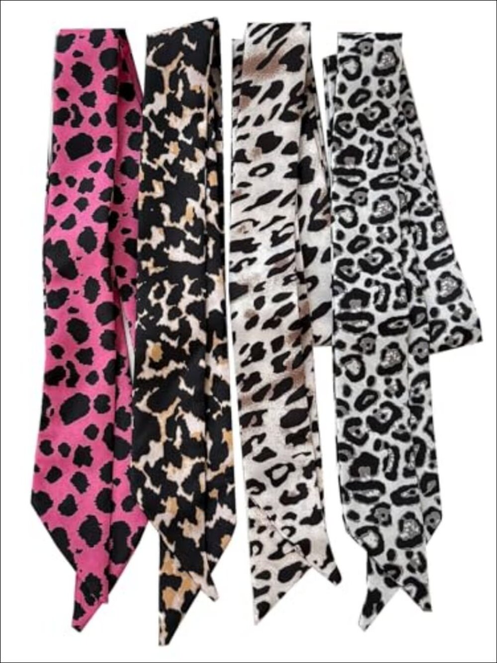 4 Pack Imitation Silk Floral Fashion Scarves Handbag Hair Accessories 55x2.5 in